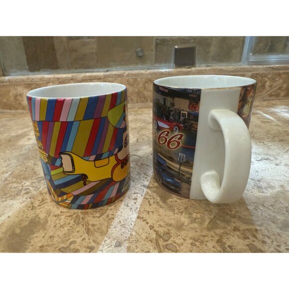 The Beatles Yellow Submarine & Route 66 Ceramic Coffee Mugs Set - Picture 4 of 4